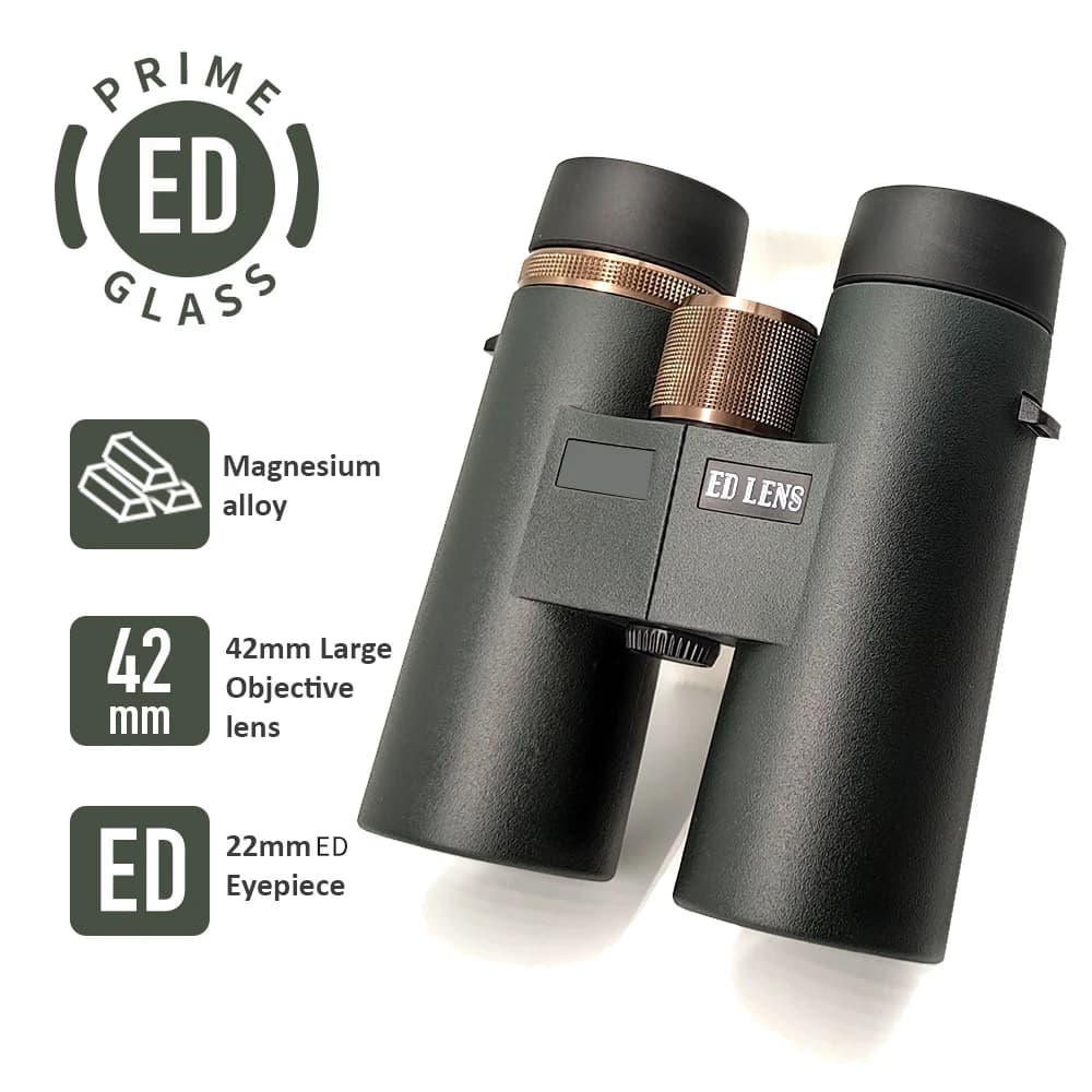 Binocolo ED 8X42/10x42 con Lenti BAK4 a Dispersione Extra-Bassa per Adulti, Impermeabile, per Caccia e Osservazione delle Stelle