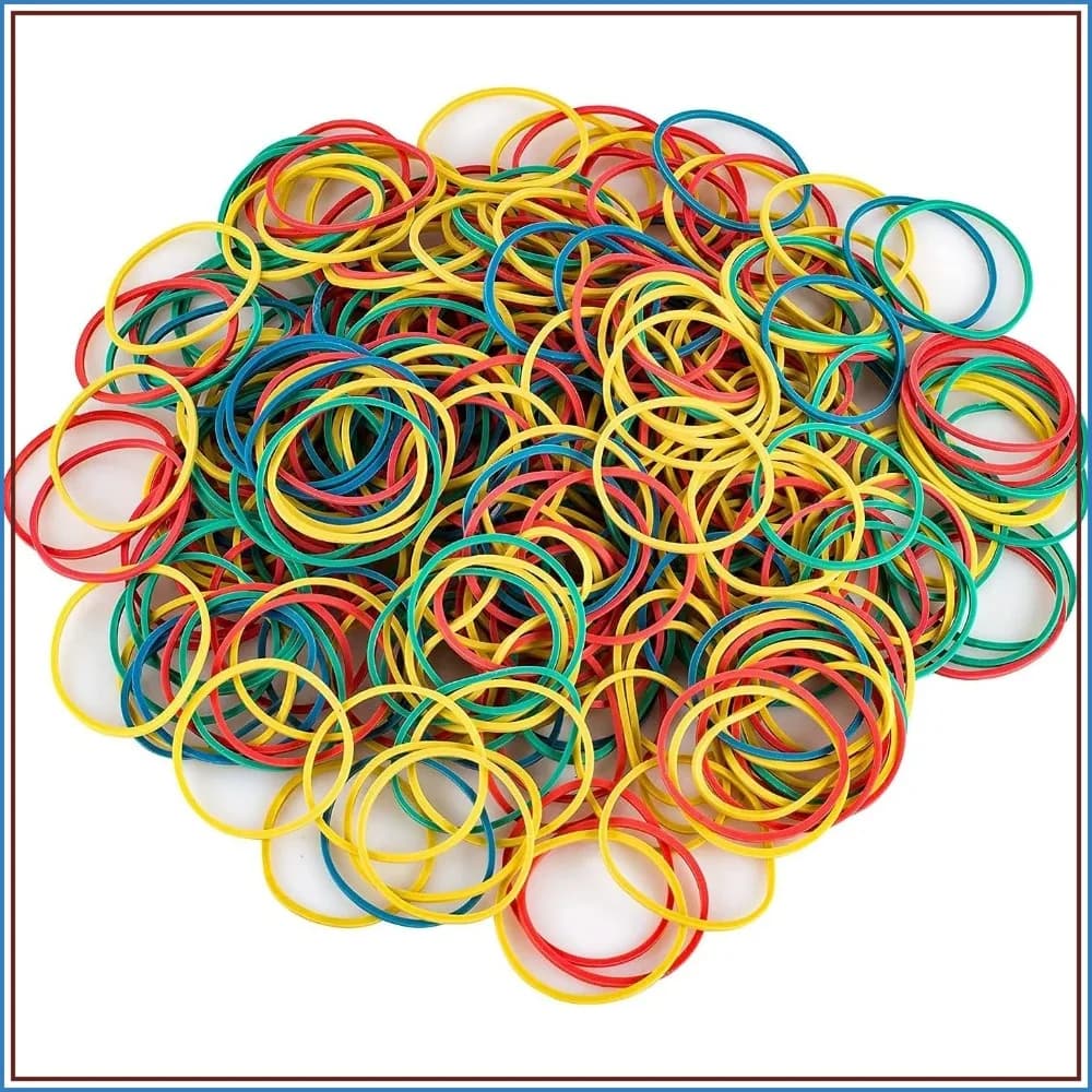700 Multicolor Elastics, Robusts and Heat Resistant, Diameter 3,8 cm, Assorted Colors for Office, School and Home