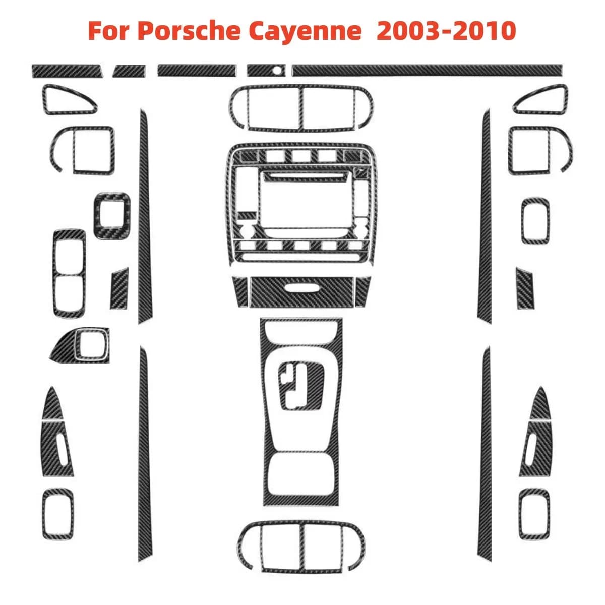 Adesivi neri in fibra di carbonio accessori interni per auto per Porsche Cayenne Sport SUV 2003 2004 2005 2006 2007 2008 2009 2010