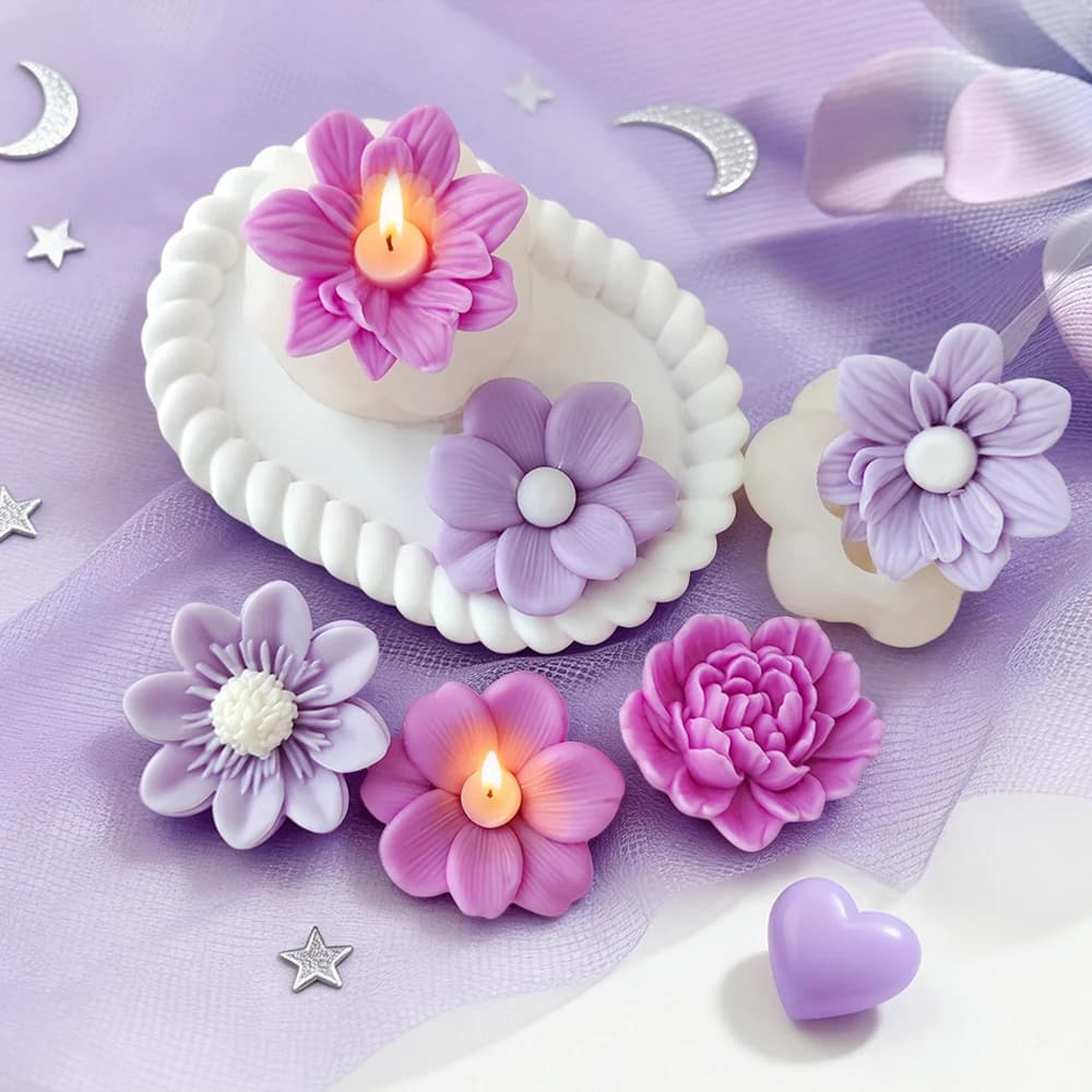DIY flower silicone candle mold lotus Dudan rose scented candle decoration flower candle making material