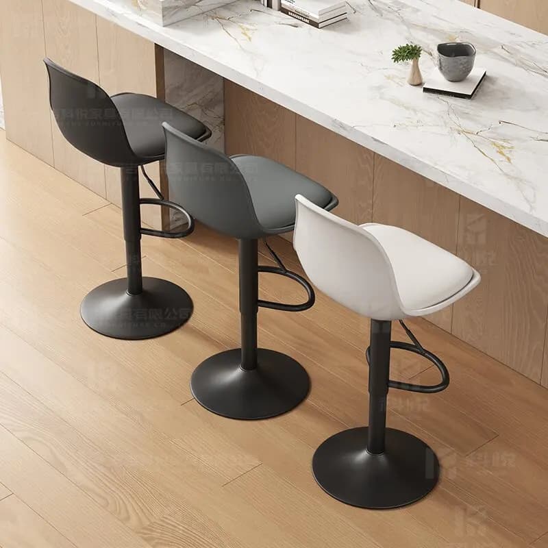 Leather Cushioned Rotating High Bar Stool Island Dining Chair Front Desk Counter Stool