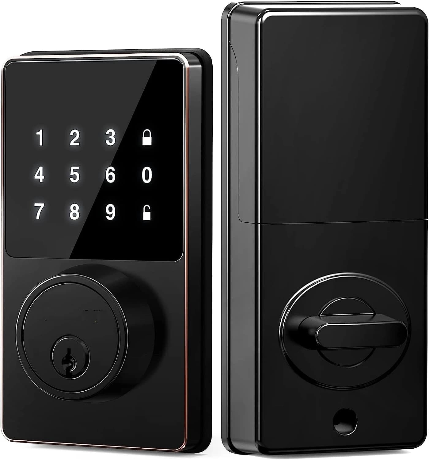 Smart Lock con password, serratura per porta d'ingresso senza chiave con tastiere touchscreen, facile da installare, sblocco app, 50 codici utente