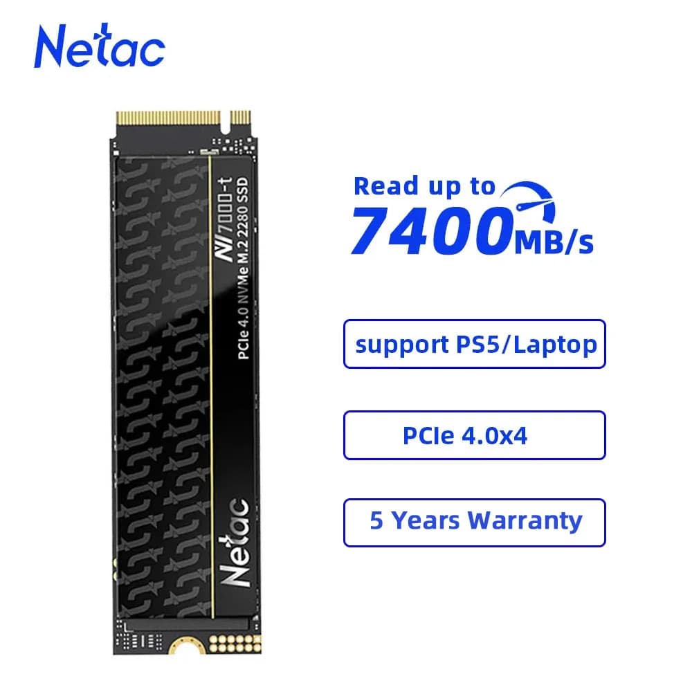 Netac SSD NVMe M2 1TB 2TB 4TB SSD PCIe4.0X4 M.2 2280 Disco rigido interno a stato solido per PC portatile PS5