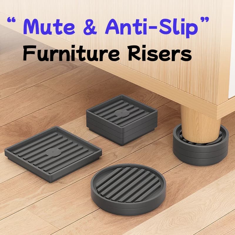 Protezioni per gambe di mobili nere rotonde/quadratale – Impilabili, tagliabili, antiscivolo, resistenti all'usura, silenziose e anti-spostamento