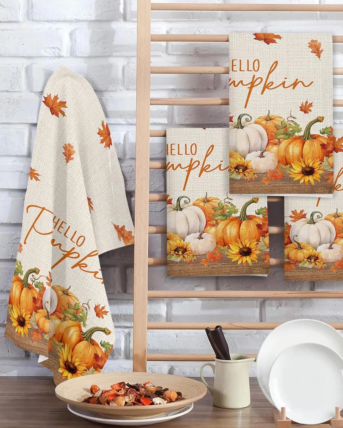 Autunno Ringraziamento Zucca Foglia d'acero Asciugamani da cucina Prodotti per la pulizia Barra assorbente Strofinacci Asciugamani Asciugamani Decorazioni natalizie