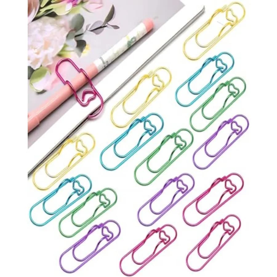 Paper Clip Pen Holder, 15 Pcs Colorful Metal Pen Clips for Notebook - Cute Pen Holder Clip, Papers Planner and Journal Accessor