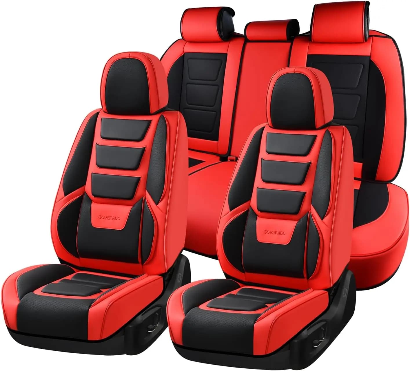 Coprisedili Universali Impermeabili in Pelle per Auto, Set Completo, Protezioni Anteriori e Posteriori per la Maggior Parte dei Veicoli, Rosso