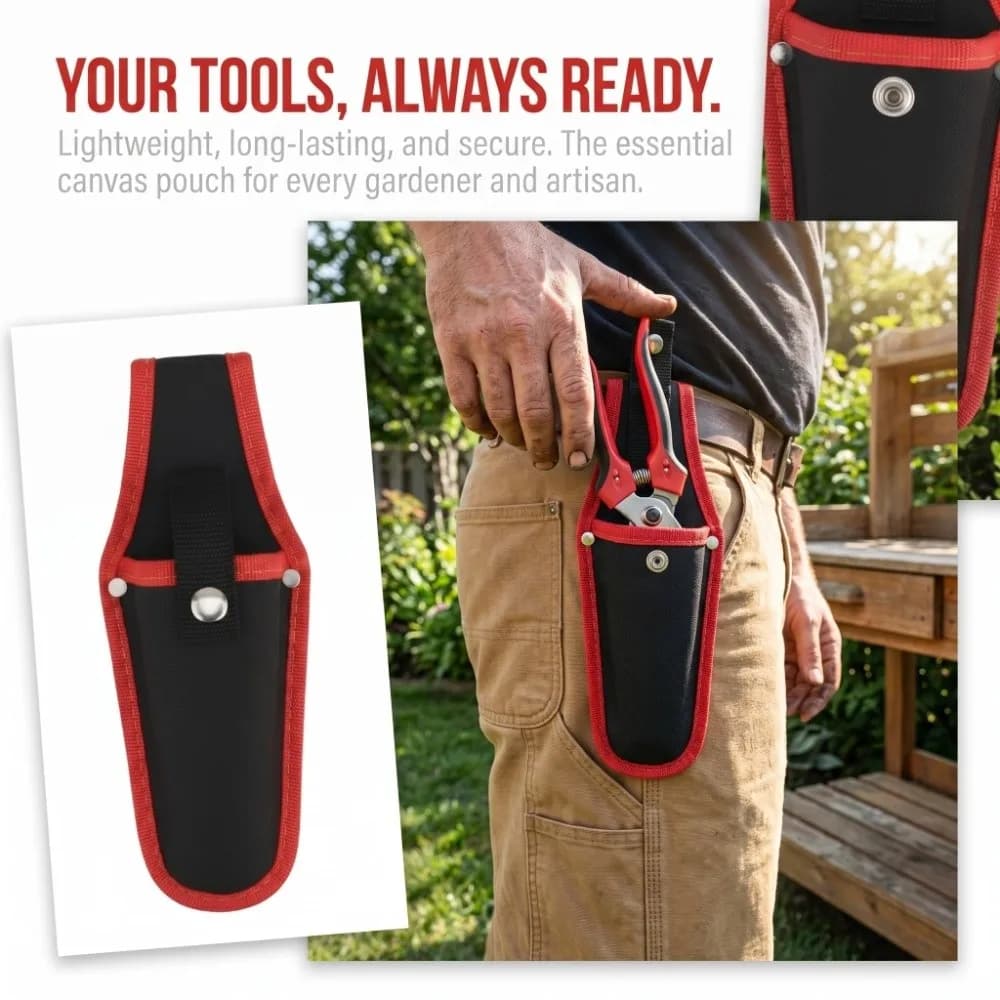 2PCS Canvas Pruning Shears Pouch Lightweight with Buckle Scissor Bag Portable Red Scissor Belt Pouch Pruning Tool Storage