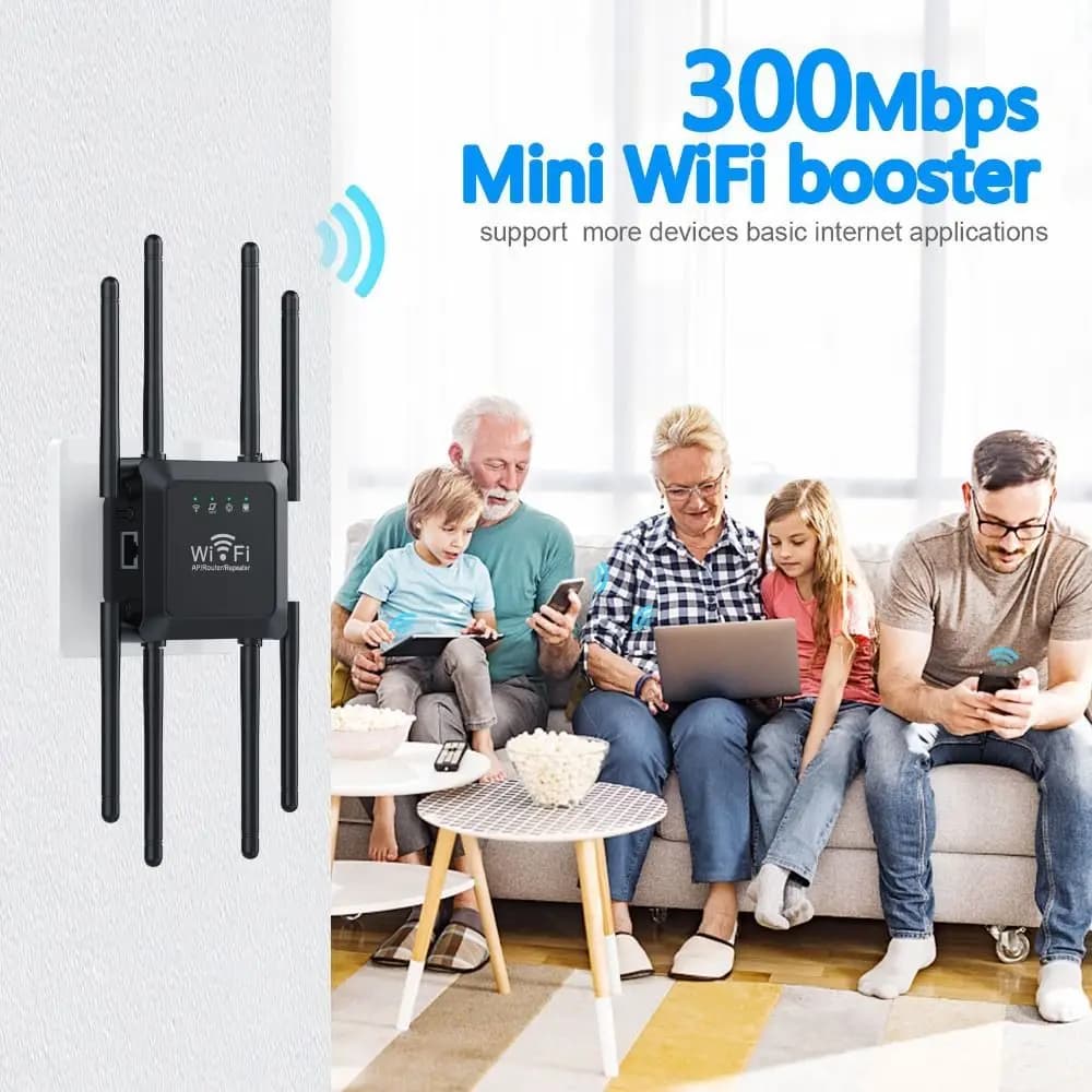 Amplificatore WiFi a 8 Antenne Durevole, Ripetitore Wireless 300M per Casa