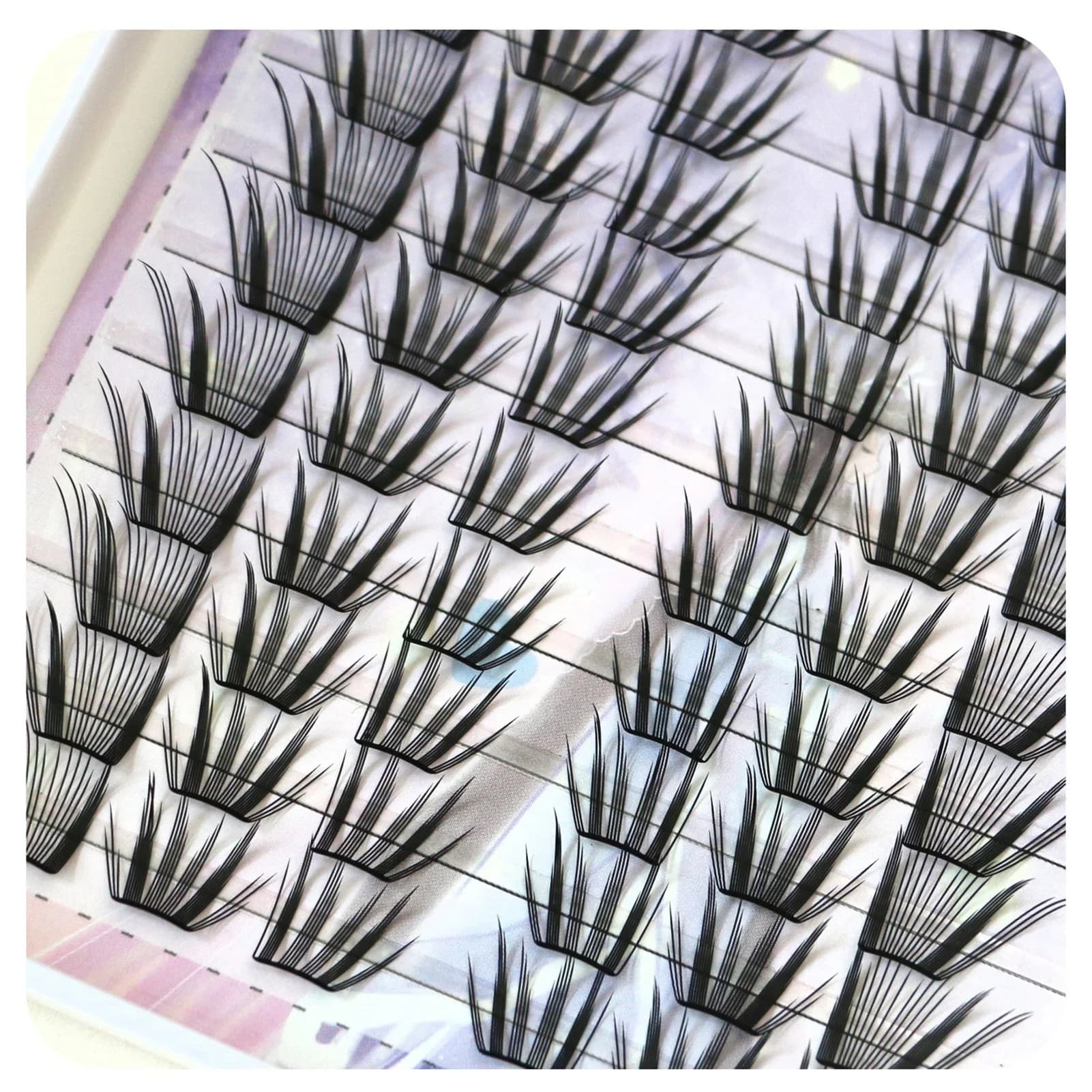 Ciglia finte naturali Cluster individuale Fibra sintetica C Curl 9-12mm Lunghezze miste Estensione ciglia per cosmetici principianti