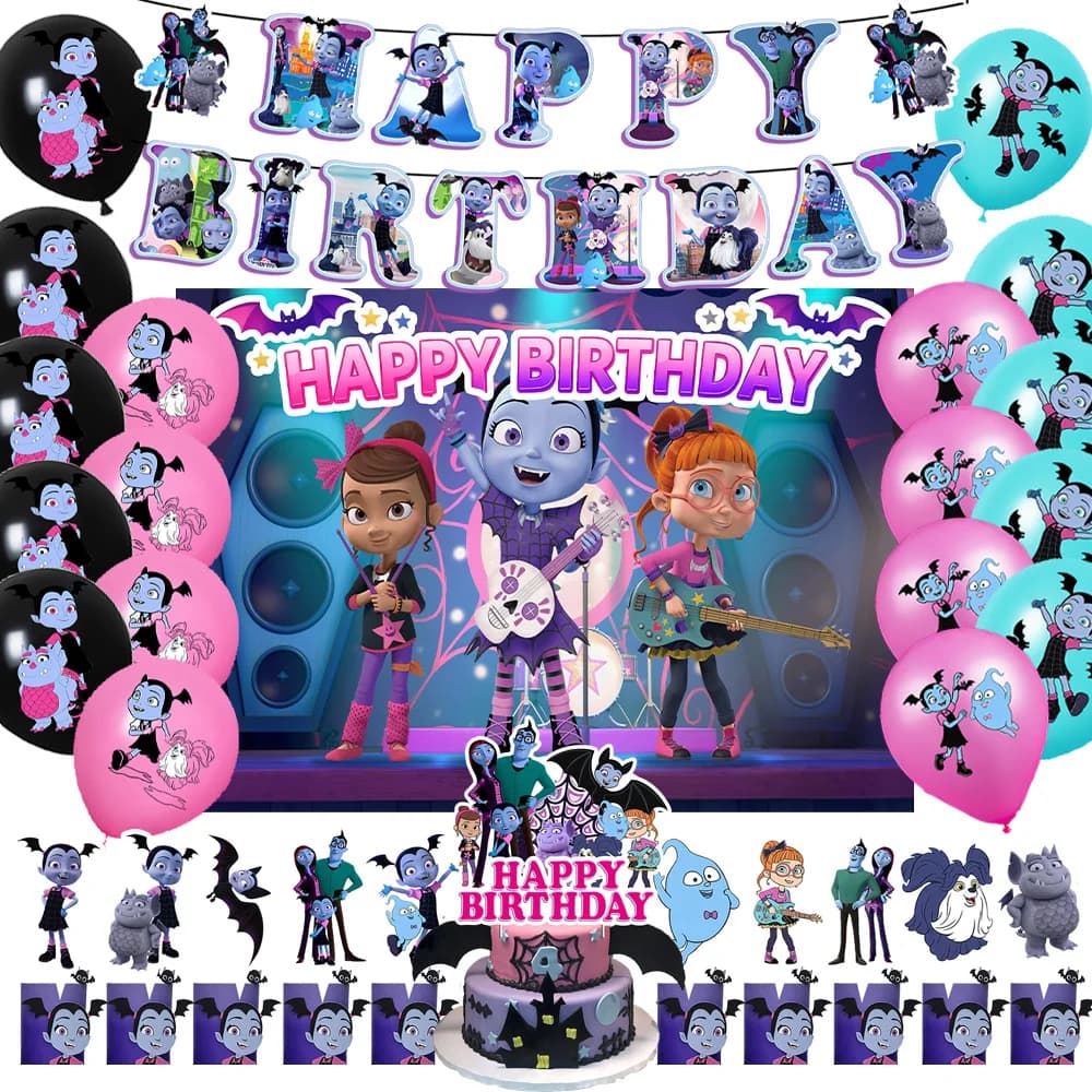 Decorazioni per Feste di Compleanno a Tema Disney Vampirina, Palloncini a Forma di Denti, Sfondo per Halloween, Topper per Torta, Accessori per Baby Shower