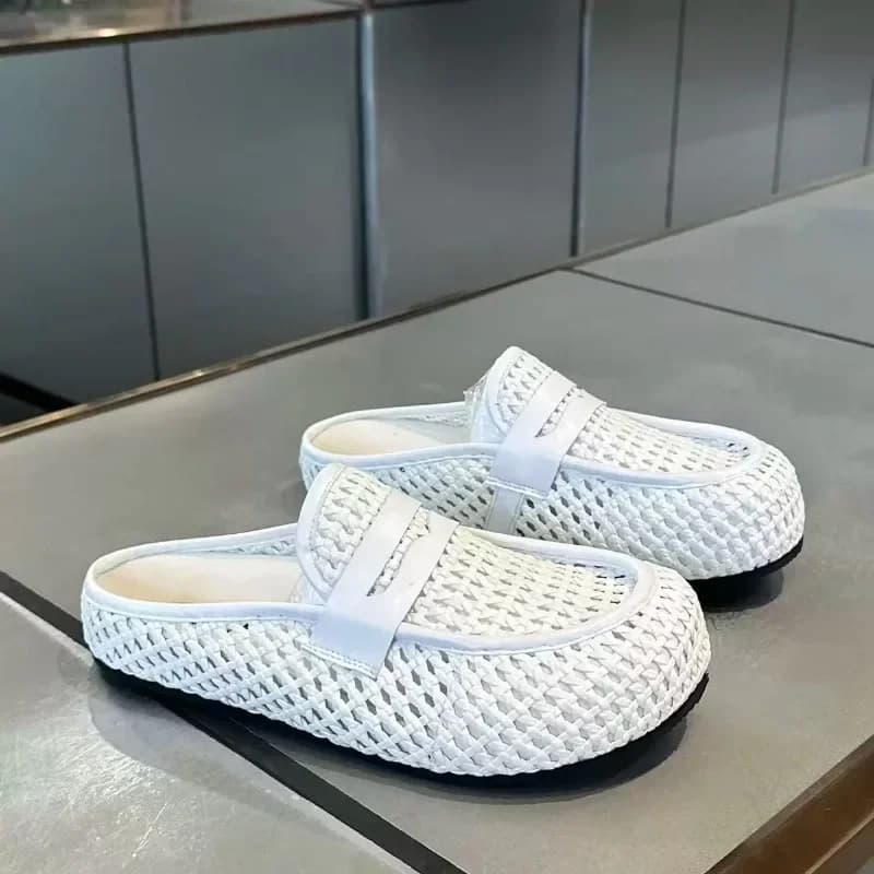2026 Summer New Men Slippers Woven Wedge Thick Sole Sandals Minimalist Fashion Versatile Luxury Sense Casual Slide Sandals