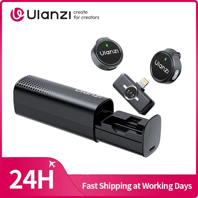 Ulanzi A21 Microfono wireless AI Riduzione del rumore Microfono lavalier magnetico per iPhone 17 16 15 per interviste Vlog in streaming live