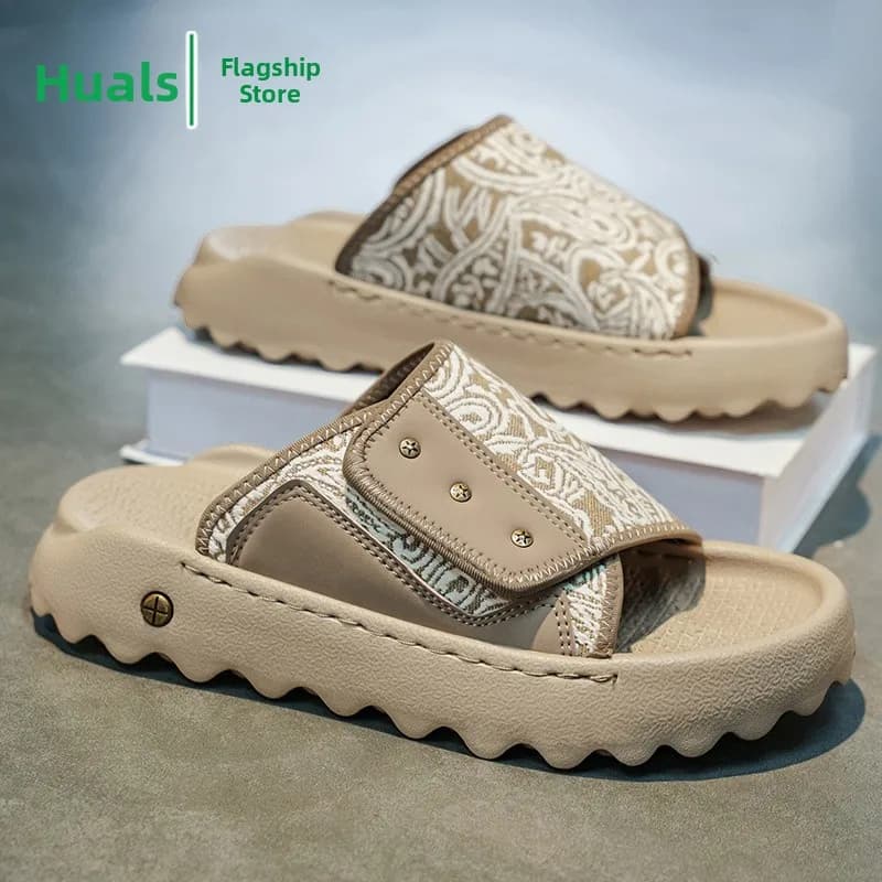 Sandali Estivi da Uomo Slip-On di Tendenza, Scarpe Sportive da Spiaggia Antiscivolo con Suola Morbida, Stile Coreano