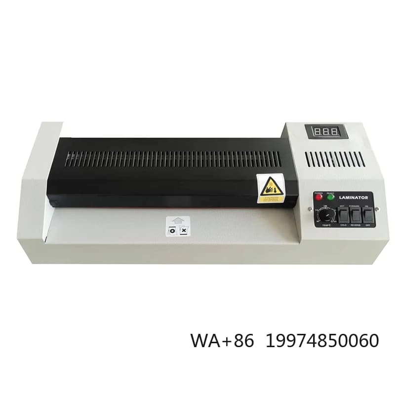 Laminatrice per sacchetti da ufficio A3 con certificazione CE 320B (rullo grande da 25 mm + termometro + motore grande senza volantino)