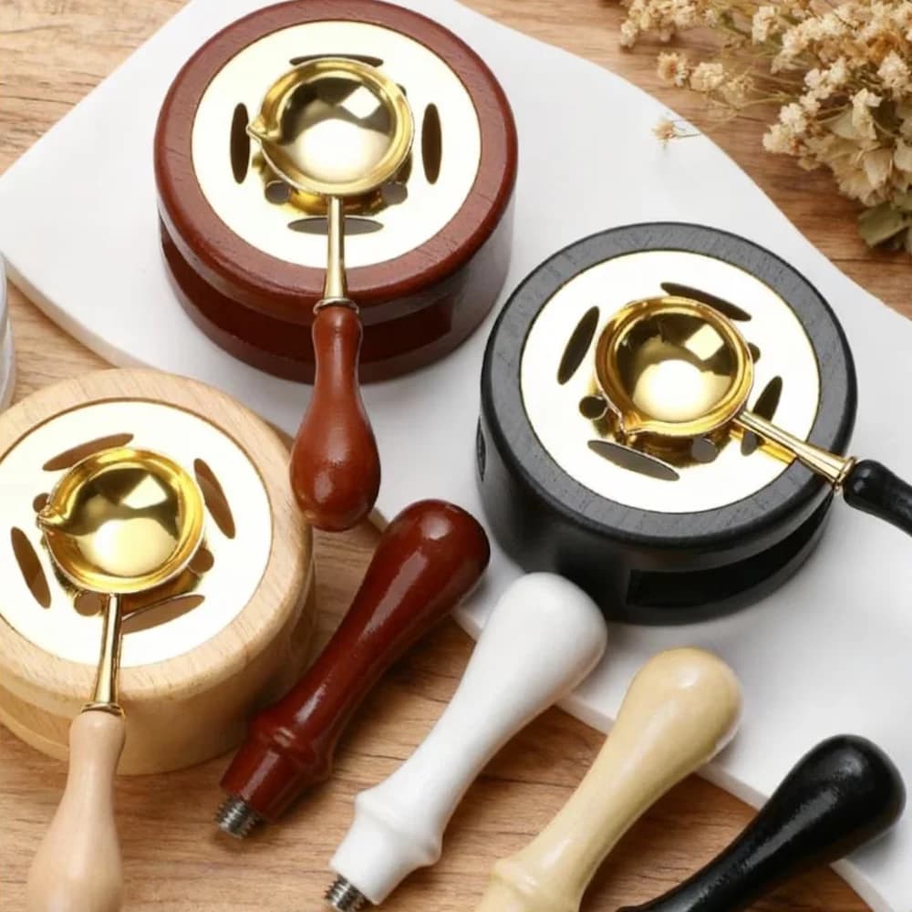 2/3Pcs Sealing Wax Stamps Set Solid Wood Vintage Wax Seal Stamp Heating Stove Kit for Wedding Invitations Cards Envelopes Gifts