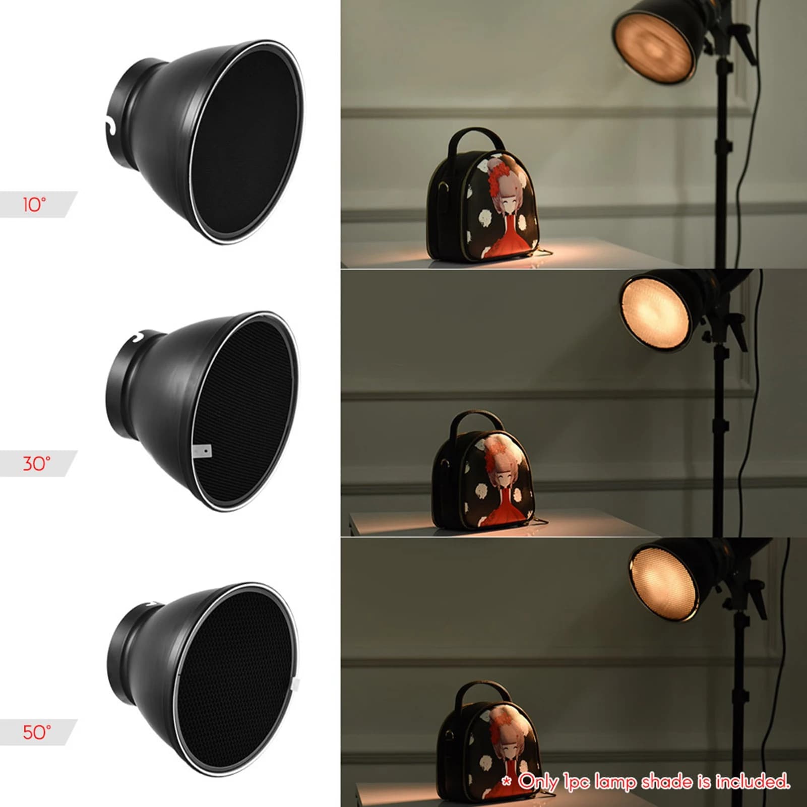 Paralume per diffusore riflettore con attacco Elinchrom da 210 mm con 60 ° Griglia a nido d'ape per flash stroboscopico da studio Elinchrom Mount