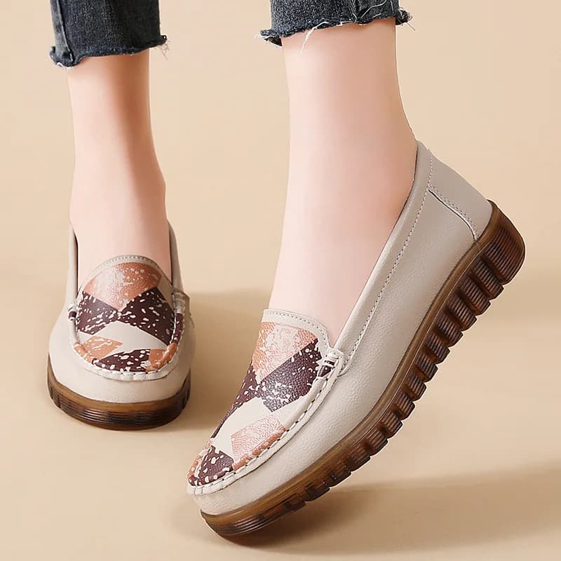 All Match Mix Color Thick Flat Platform Shoes Women Moccasins Spring Autumn 2026 Leather Loafers Casual for Office Mother Work