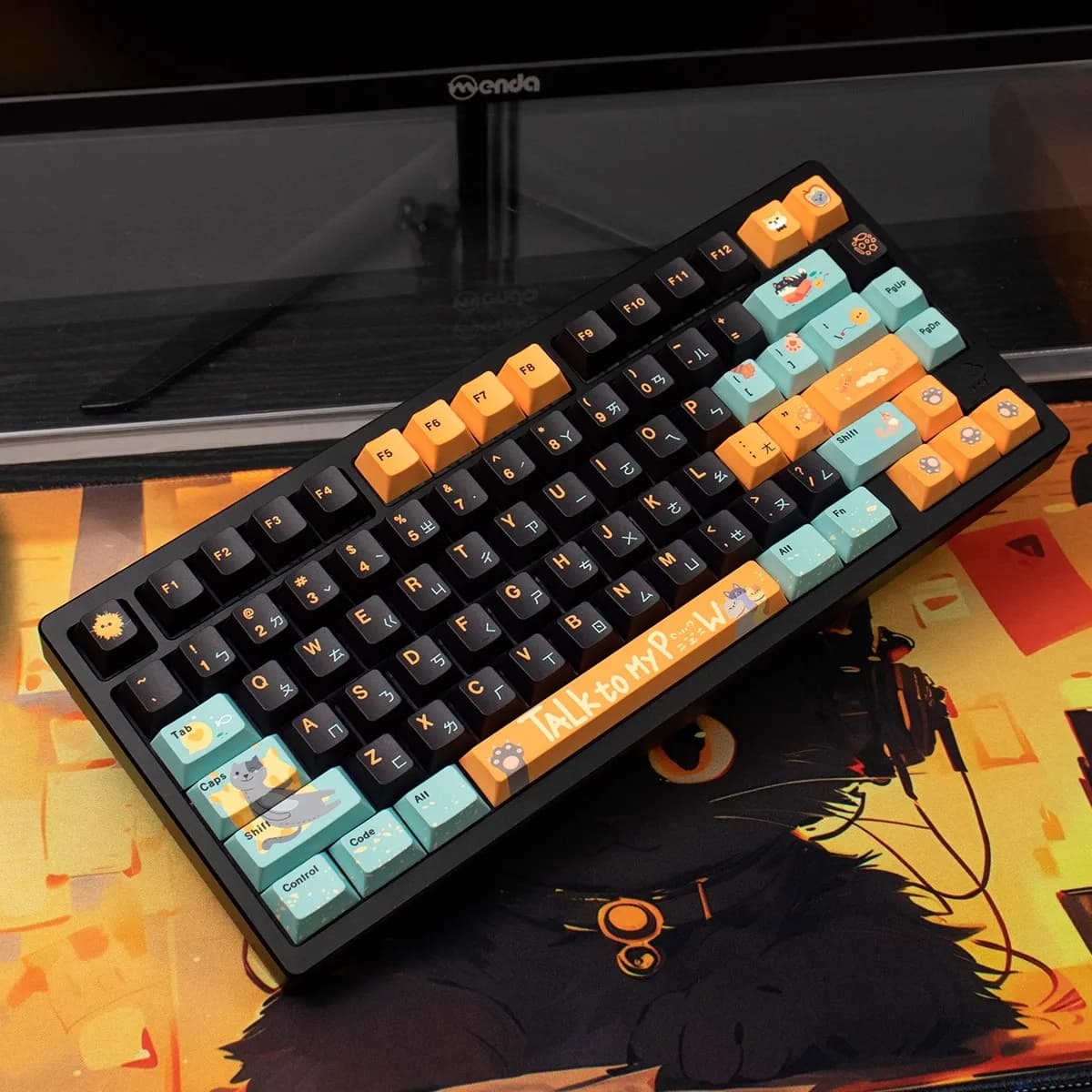 Divertente simpatico gatto PBT Keycap 5 lati DYE-SUB Cherry Profilo Copritasti personalizzati per Cherry MX Switch Gamer Tastiere meccaniche