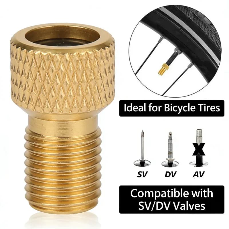 Adattatore Valvola Presta a Schrader per Pompa Bici, Connettore in Rame Dorato FV a AV, Accessori Bici in Ottone