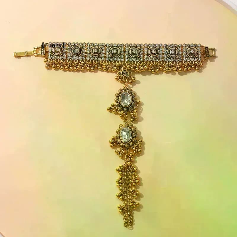 Braccialetti e Anelli da Polso con Catena Regolabile e Perline di Turchese Verde Cristallo, Gioielli Regalo [Divertenti]