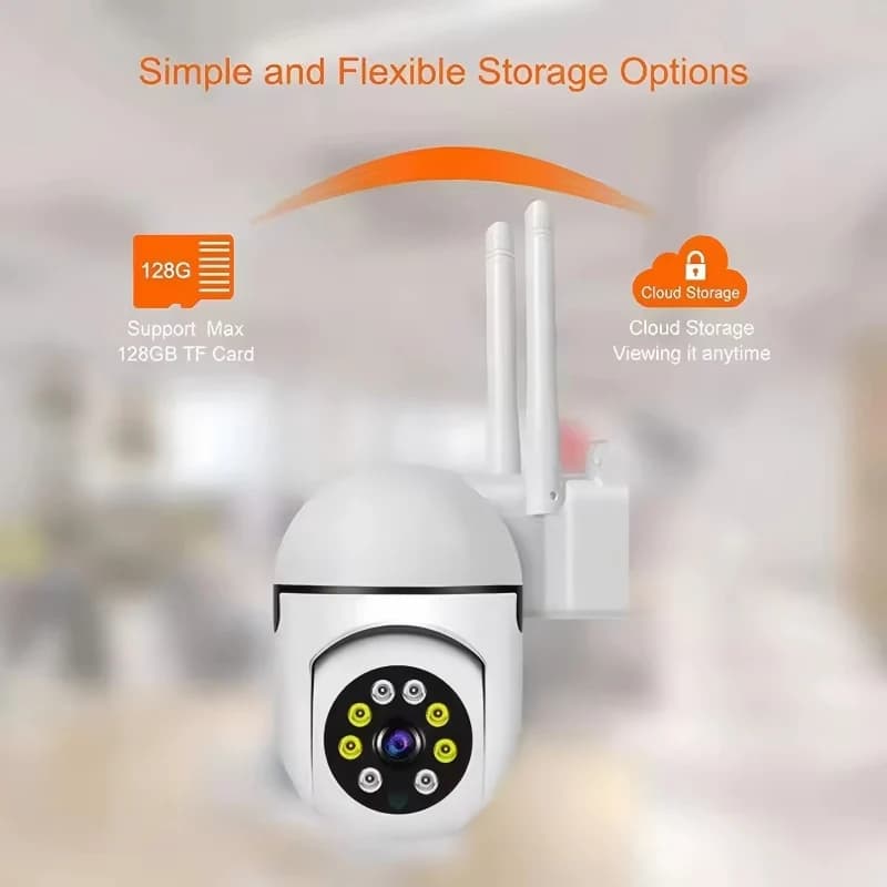 Telecamera WiFi 8MP 2.4G di Sicurezza e Sorveglianza PTZ con Visione Notturna IR, Rilevamento Movimento e 2 Antenne per Bambini