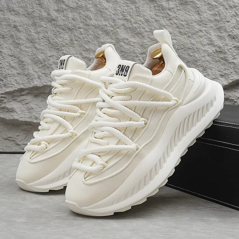 Scarpe Casual alla Moda con Suola Spessa per Uomo, Scarpe Sportive da Corsa, Sneakers Bianche Traspiranti per Jogging all'Aperto