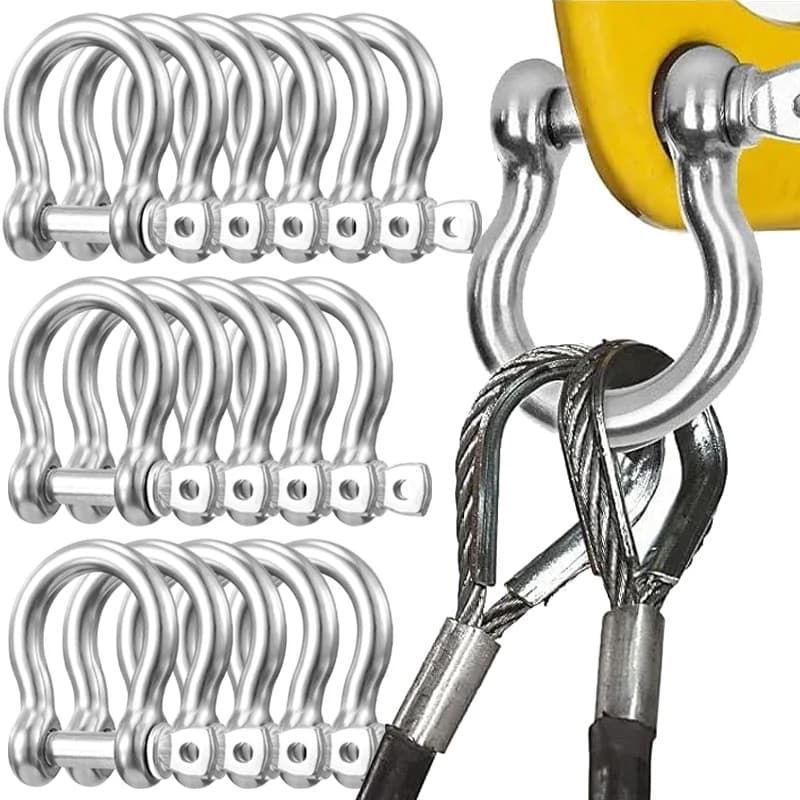 10/1pc Heavy Duty Chain Shackle Stainless Steel Lifting Carabiner D Ring Shackles Anchor Wire Rope Clips Marine Hardware Fitting