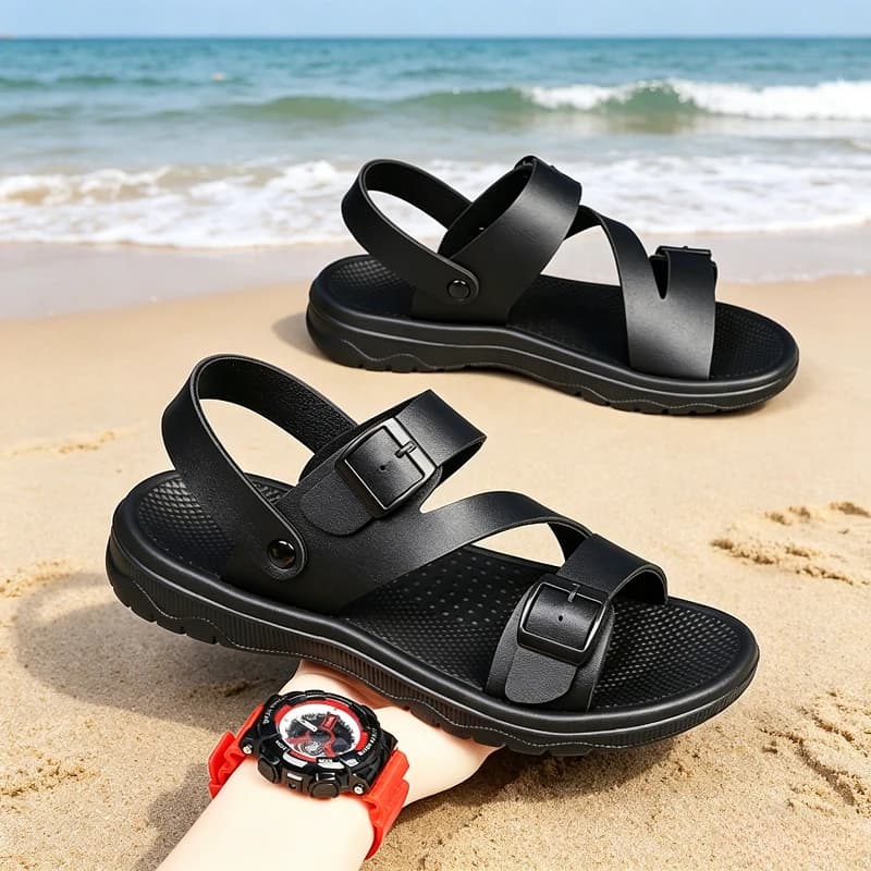 Sandali Estivi da Uomo, Ciabatte Sportive Casual da Esterno in Pelle PU Antiscivolo Traspiranti, Scarpe Romane, Infradito da Spiaggia, Scarpe da Giardino