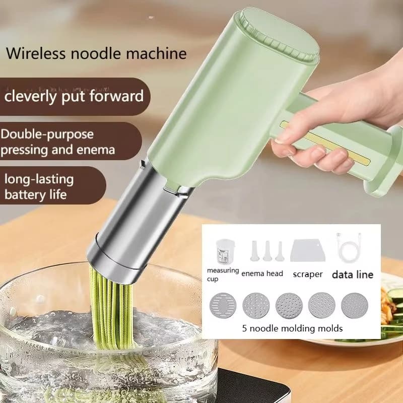 Macchina per pasta elettrica portatile Macchina per pasta senza fili Macchina per noodle portatile Automatica Spaghetti Ramen Salsiccia che fa attacco