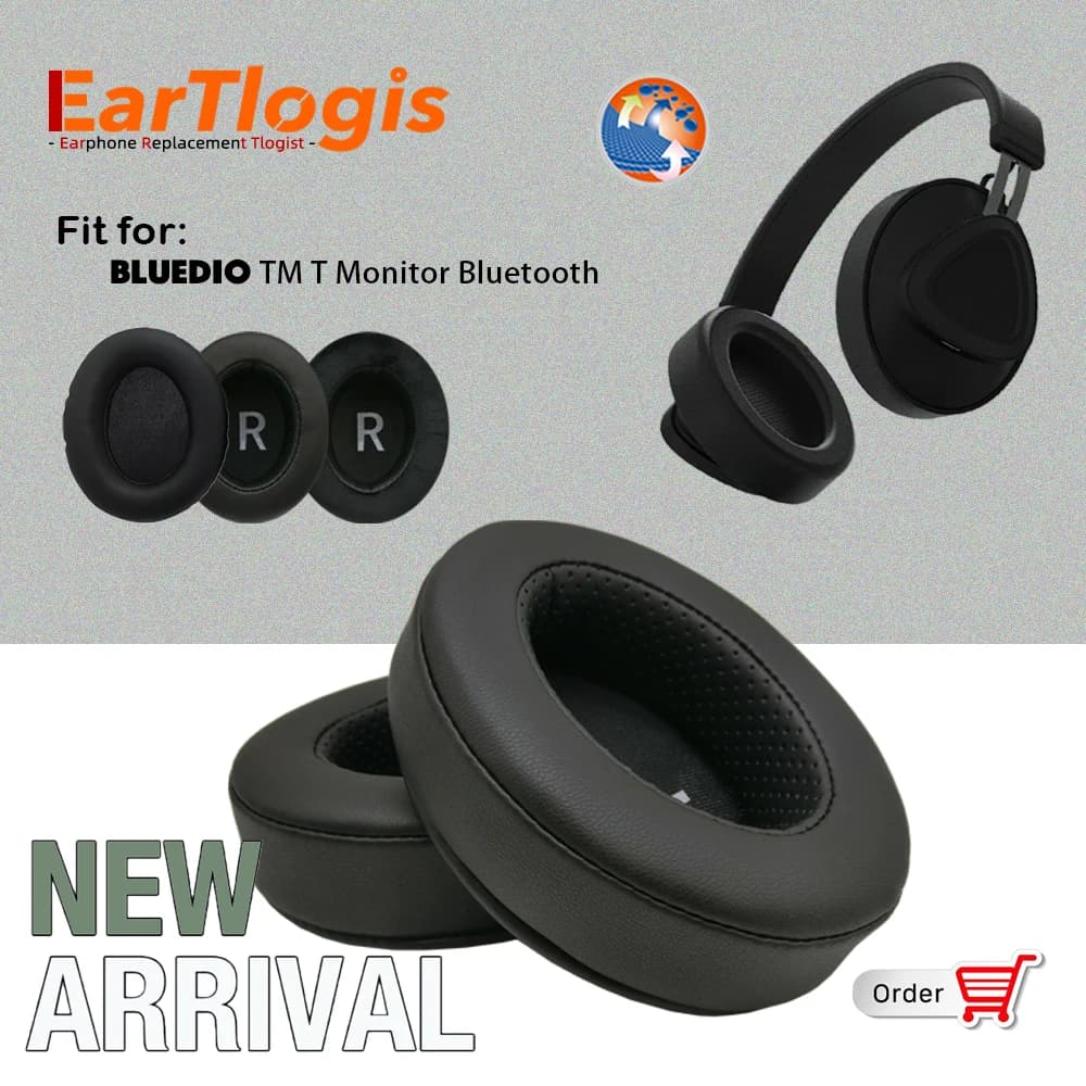 EarTlogis Cuscinetti auricolari di ricambio per Bluedio TM T Monitor Cuffie Bluetooth Addensare Cuscini in memory foam Cuffie ovali Paraorecchie
