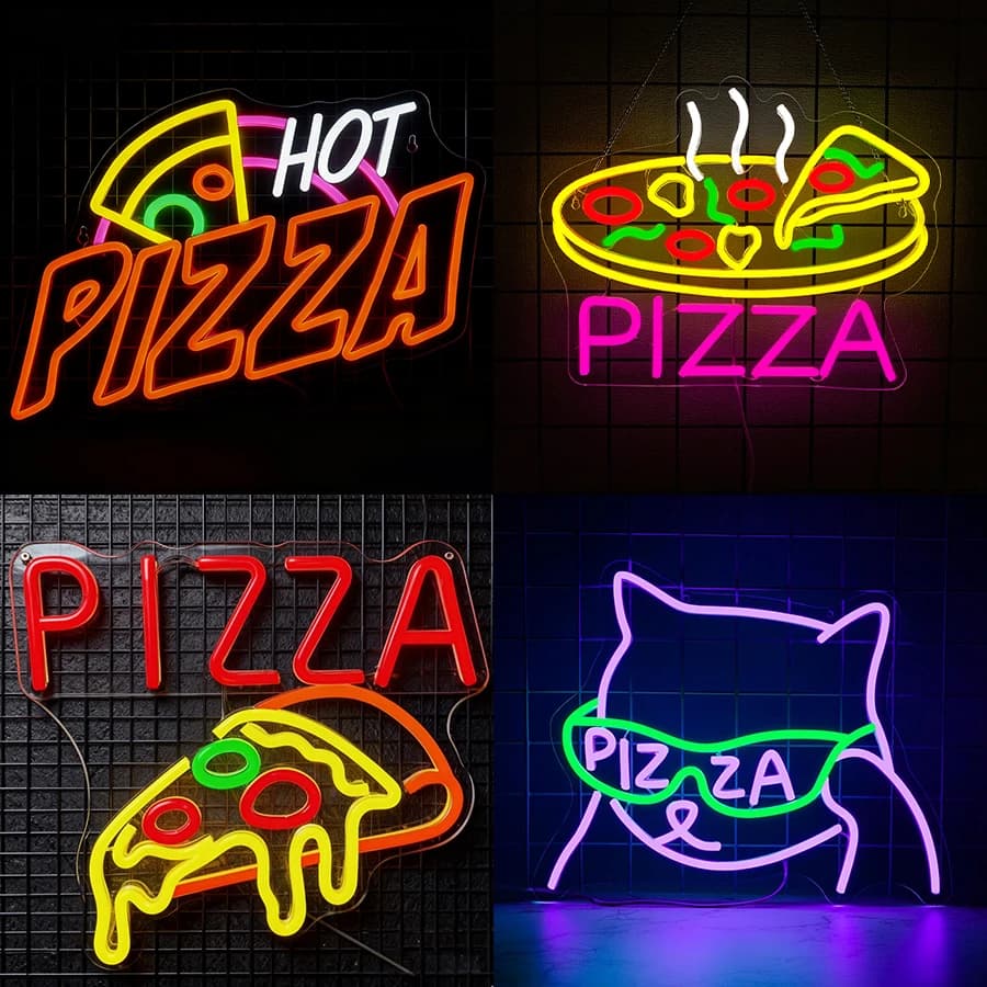 Insegna al neon serie pizza per decorazione da parete, insegna illuminata per negozio di pizza, regali per feste di compleanno di Natale, ristorante, cucina, grotta d'uomo