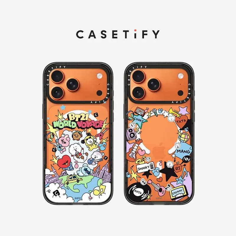 CASETiFY BT21 Stickers / Border Print Series Magnetic Drop-proof Case for iPhone 13 14 15 16 17 Pro Max Air Plus Protect Cover