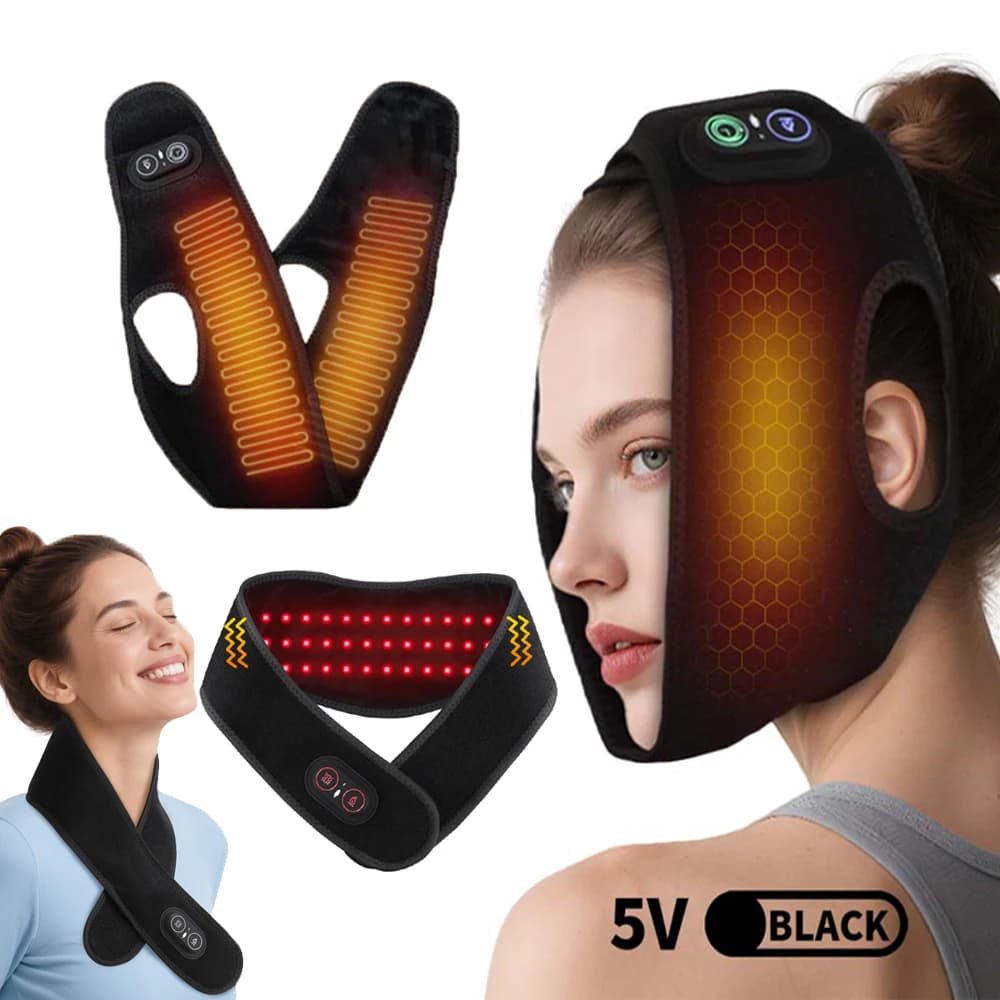 Elettrico Cordless Viso Riscaldamento Wrap Riscaldato Collo Massaggiatore Viso Lifting Fasciatura Riscaldamento Pad Mascella Sollievo per Viso Mento Saggezza