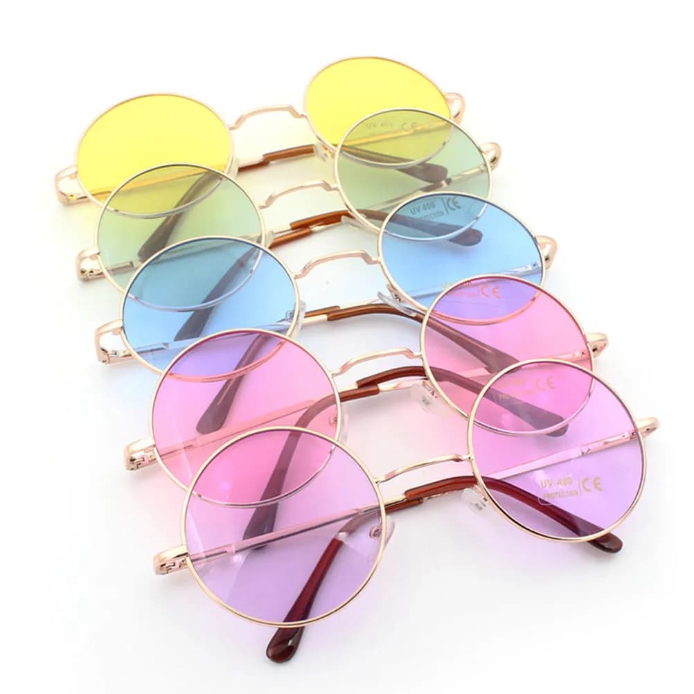 Round Sunglasses Uv400 Protection Retro Style Lightweight Resin Frame Gold Frame Comfortable Nose Pad Unisex