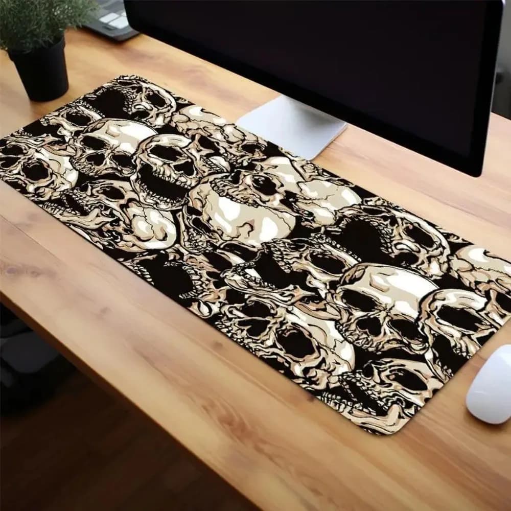 Tappetino per mouse da gaming con motivo teschio, base in gomma antiscivolo per PC, computer e ufficio, regalo creativo per gamer