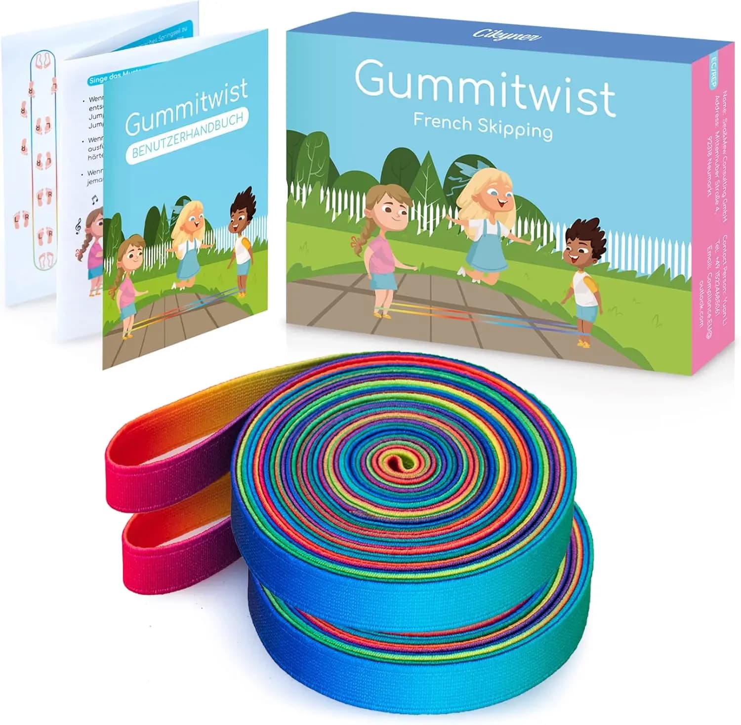 Confezione da 2 Corde per Saltare Cinesi, Elastico Arcobaleno Lungo 4m per Bambini, Giochi di Salto alla Francese per Interni ed Esterni