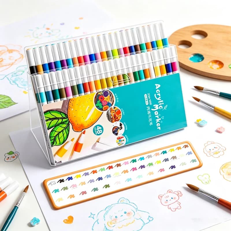 12-80 Colors Acrylic Paint Marker Pens, Waterproof Rock Painting Markers for Graffiti on Ceramic, Wood, DIY Craft & Art Creation