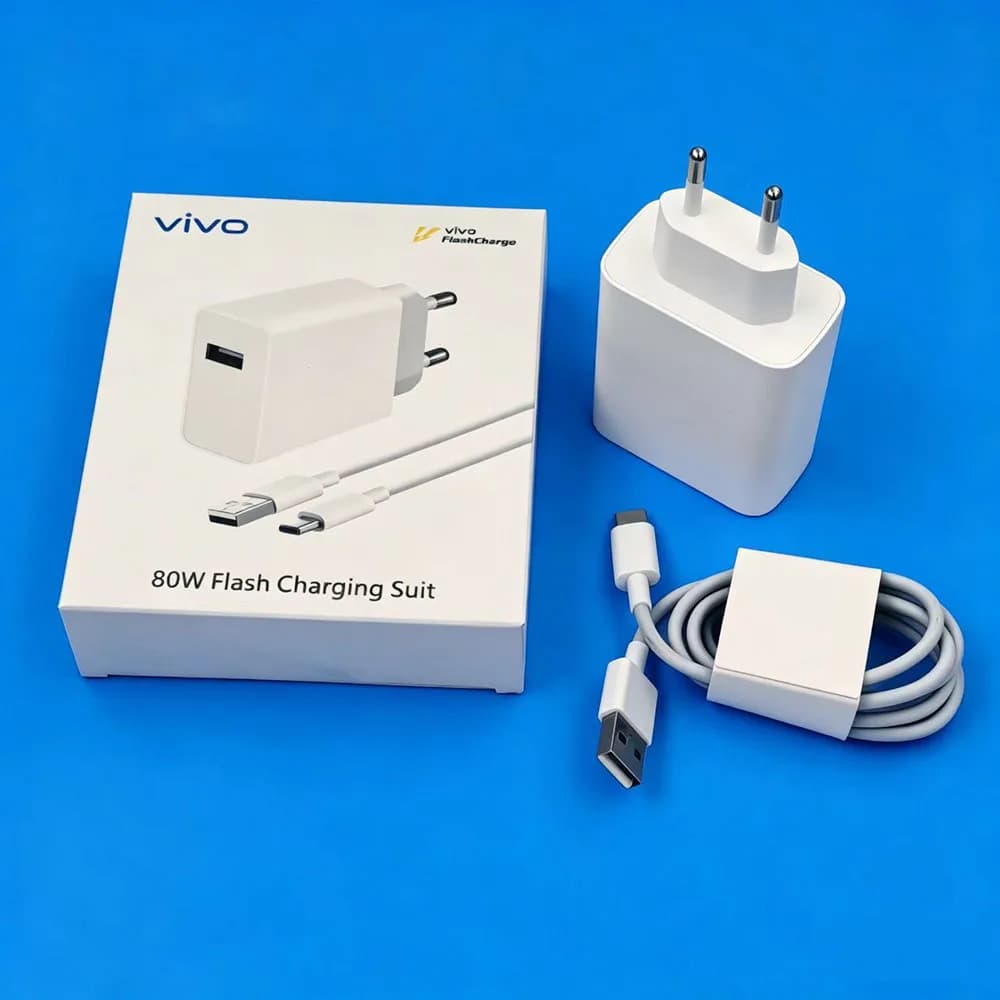 Original 80W Charger EU Fast Flash Charging Adapter Type C Cable For Vivo X300 X200 X100 X90 X80 Y200 X Fold 6 3 IQOO Z11 Z9 15R
