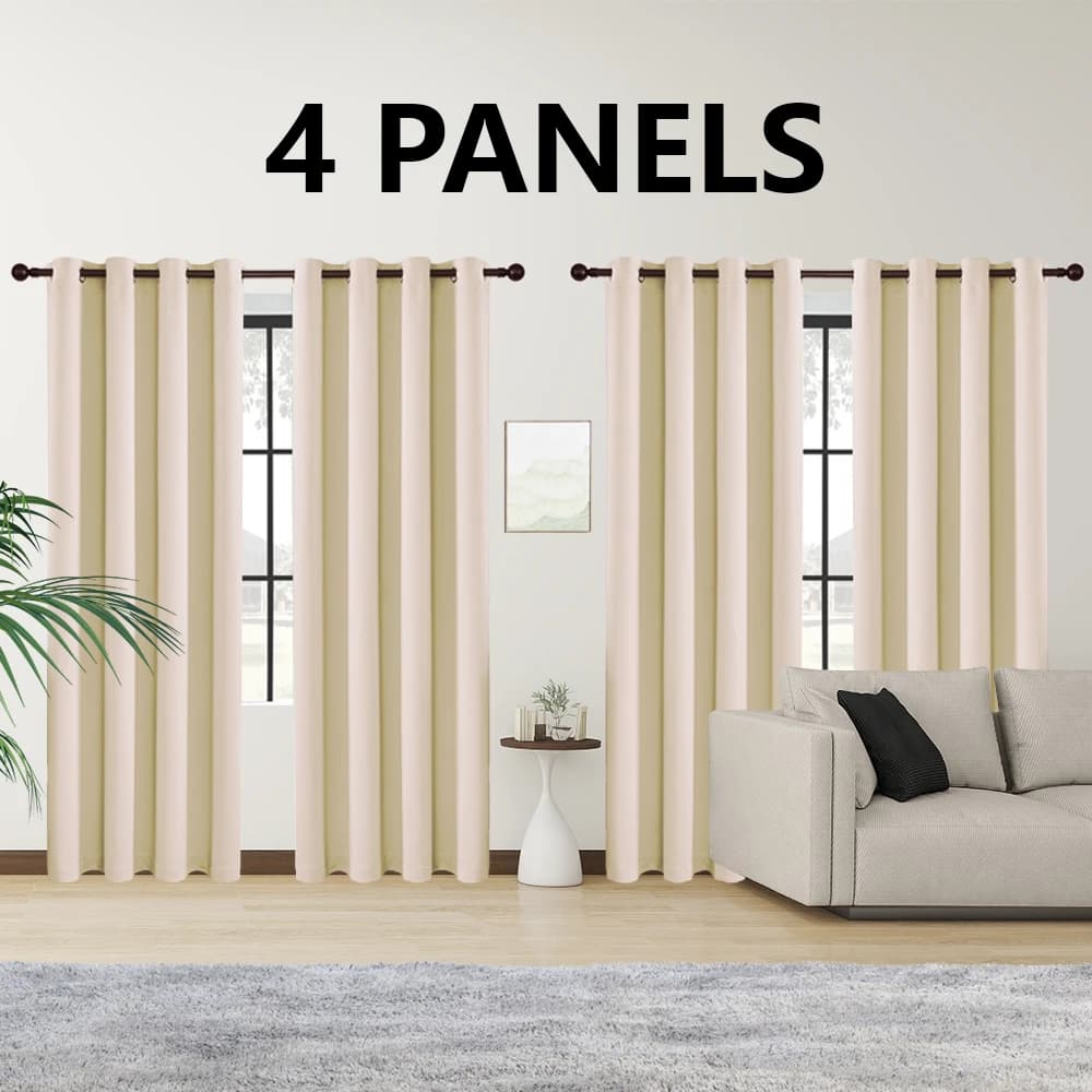 4 darkening curtains with treatment for perforated upper windows, perfect for ultra wide windows, triple fabric design