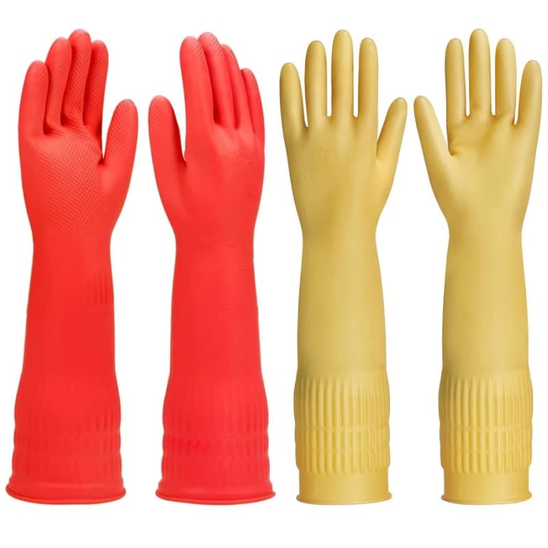 Guanti per pulizia in gomma extra lunghi da 45 cm Strumenti per il lavaggio della cucina riutilizzabili antiscivolo per guanti in lattice per piatti da bagno domestico