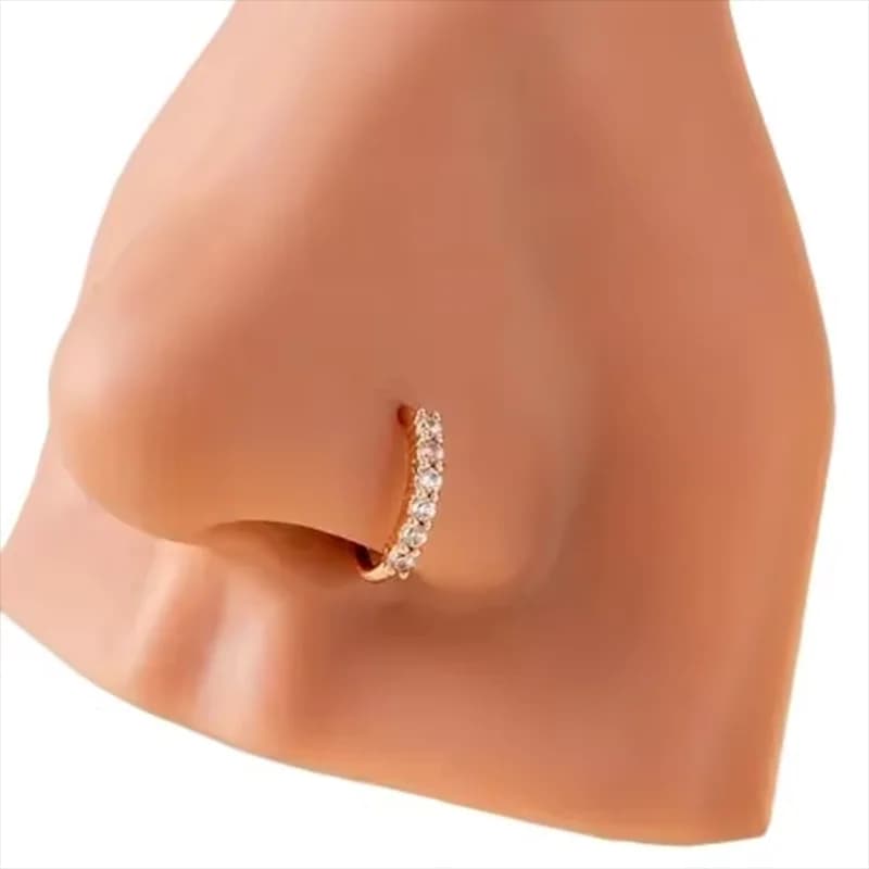 Single Row Mini Cubic Zirconia Nose Ring, Ultra Sparkling Tiny Stone Open Nose Stud Piercing Jewelry Can Also Be Used As Earring