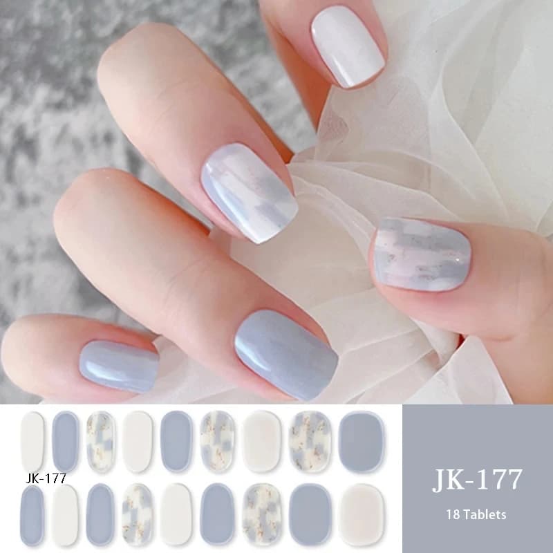 Semi-Polymerized Gel Strips for Nails with Red Smoked Marmo Effect and Golden Lines, Fai-da-Te Nail Stickers Compatible with UV/LED