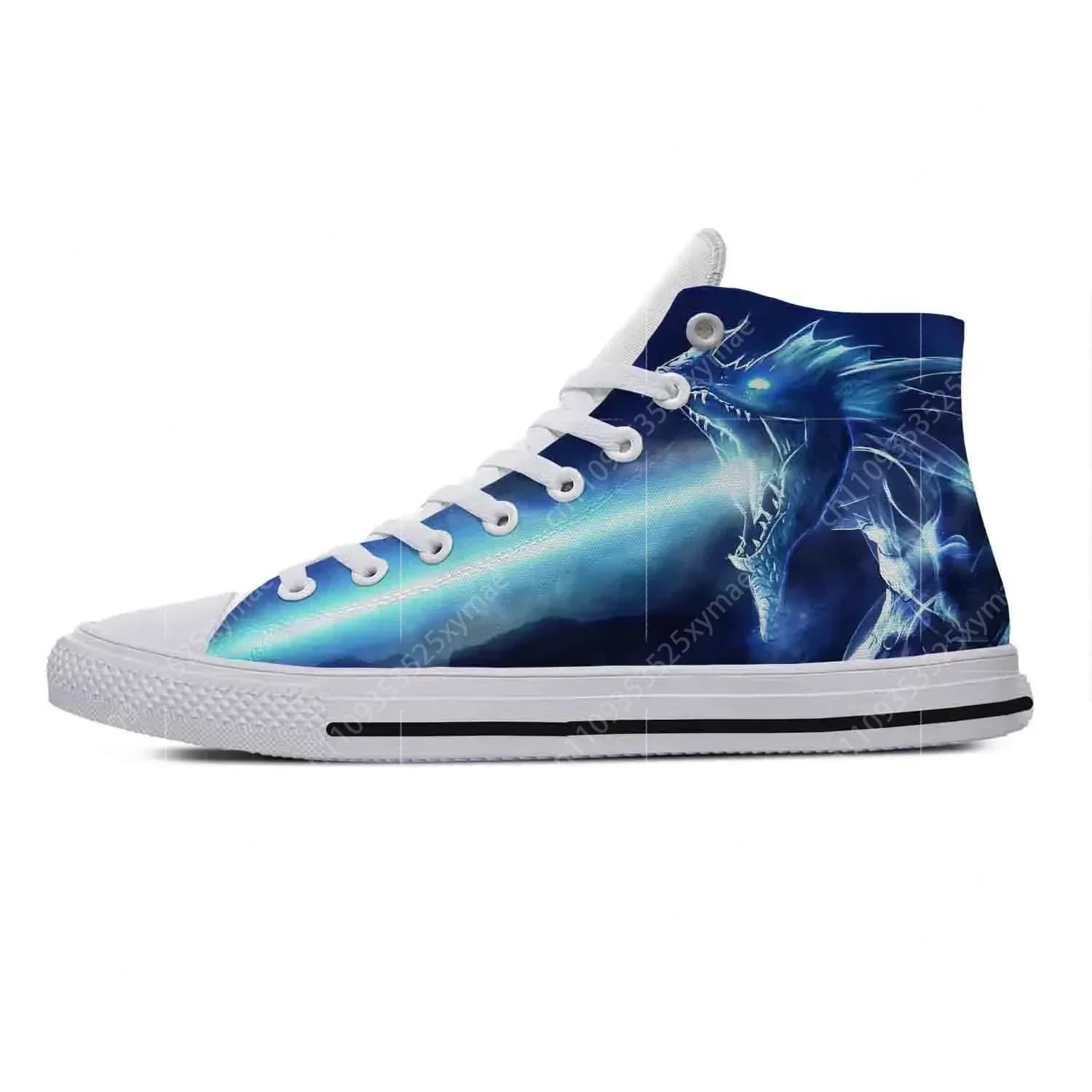 Sneakers alte con stampa drago da uomo, da donna, per adolescenti, scarpe casual alla moda divertenti, scarpe da corsa in tela, stampa 3D, scarpe leggere