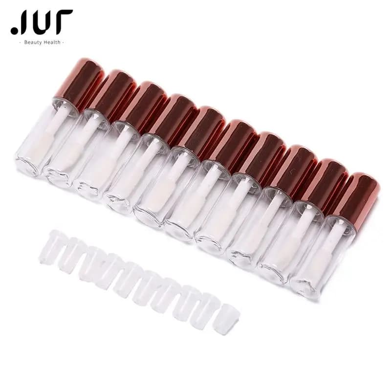 1.2ML 10 pz/lotto tubo vuoto per lucidalabbra in oro rosa, contenitore per rossetto liquido elegante in plastica fai da te, flacone rotondo per balsamo per le labbra lucidalabbra