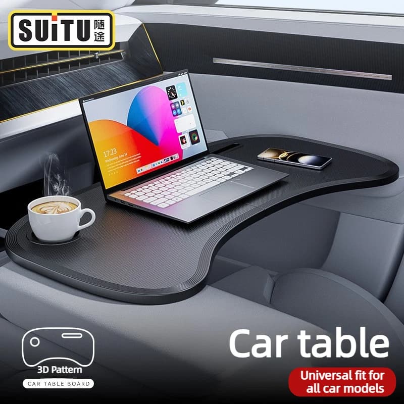 Tavolino Pieghevole Universale per Auto, Supporto per Laptop, Telefono, Portabicchieri e Portabevande per Tesla M3/Y