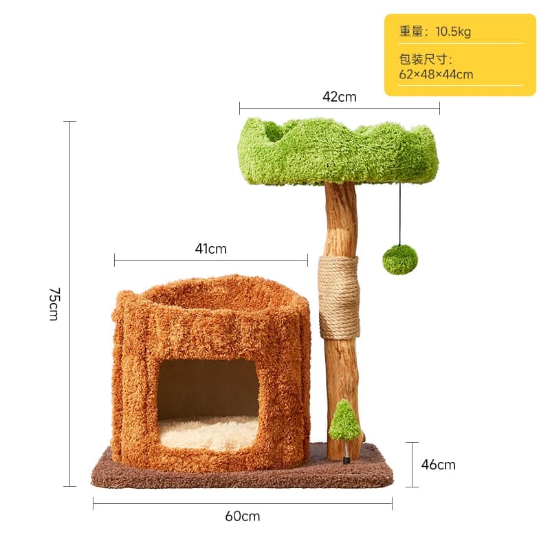 Solid Wood Cat Climbing Frame Cat Nest Tree All-in-one Not Take Up Space Sisal Cat Jumping Platform Toys Tree Hole Series