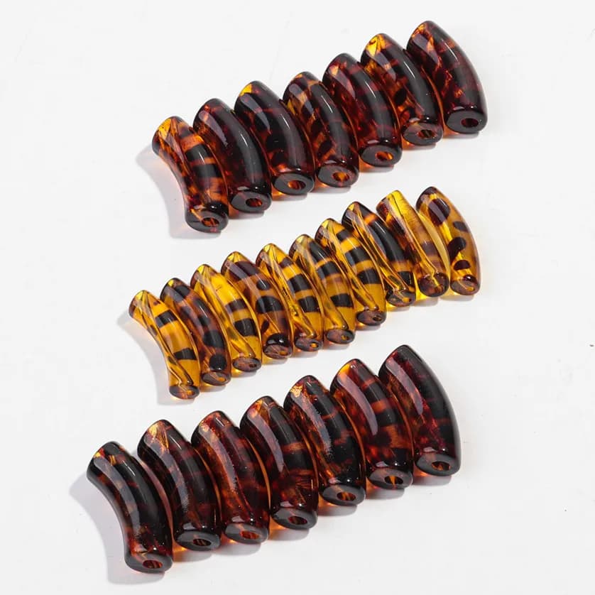8/11mm Acrylic Print Leopard Tube Curve Beads 10 pcs Bambooo Piega Branello Trained for Bracelet FAI DA TE Necklace Creation of Jewelry Accessories