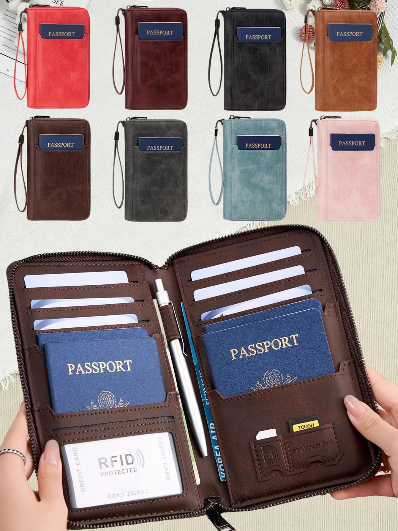 Porta Passaporto con Protezione RFID, Portafoglio da Viaggio con Scomparti per Carte, Custodia Impermeabile per Passaporto per Uomini e Donne
