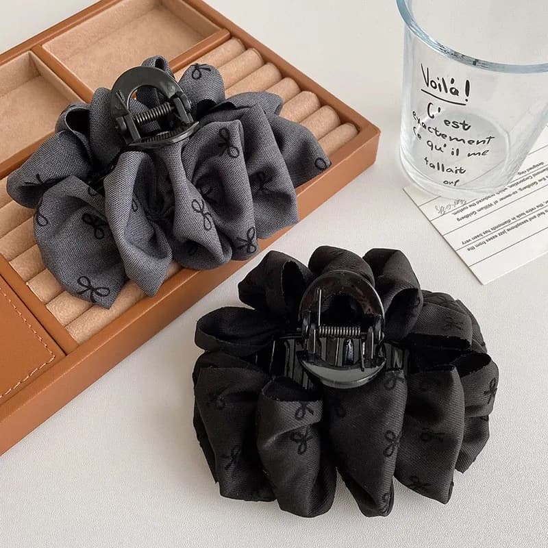 Nuova Molletta per Capelli a Fiocco da Donna in Raso Nero, Clip a Squalo, Accessori Moda per Capelli